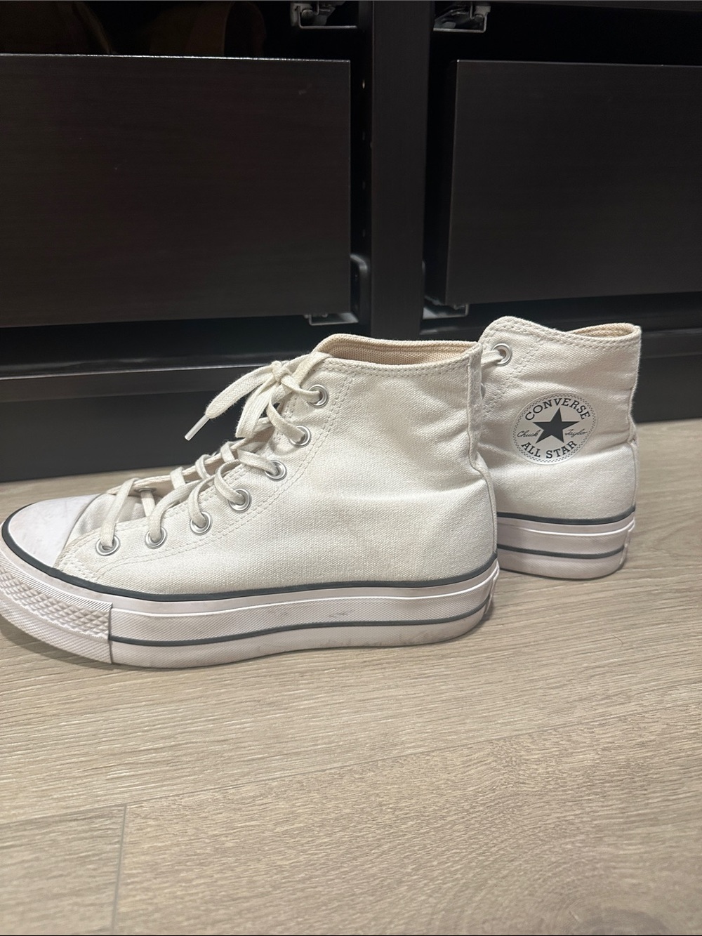 Converse High Top Sneakers in Off-White Canvas